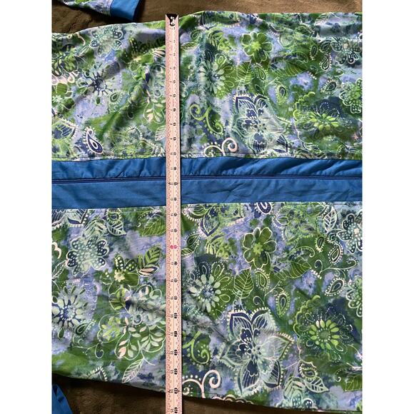Collections Etc Full Length Robe Housecoat SZ Large Abstract Blue Green pattern - Picture 6 of 9